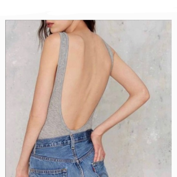 🔥Nasty Girl Thong Gray Ribbed Bodysuit Medium 🔥 - Picture 3 of 5